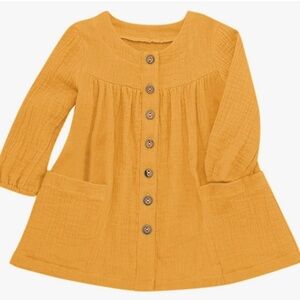 Mustard Yellow Button-Up Dress